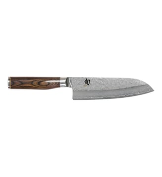 Couteau SHUN PREMIER SANTOKU en acier damassé marron L 18 cm - Kai - Marron