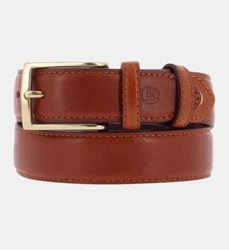 Ceinture bombée cuir boucle rectangulaire - Extra Souple - Cognac