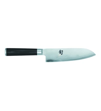 Couteau SHUN CLASSIC SANTOKU en acier damassé noir L 18 cm - Kai - Noir