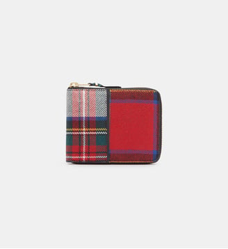 Porte-monnaie SA7100TP tartan laine et cuir - Comme des Garçons WALLETS - Rouge
