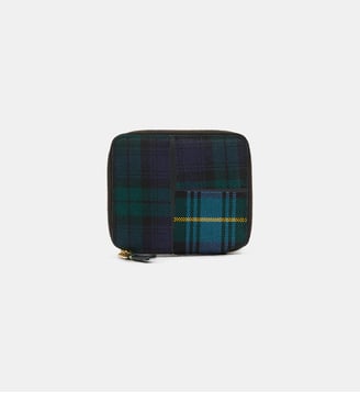 Portefeuille SA2100TP tartan laine et cuir - Comme des Garçons WALLETS - Bleu et vert