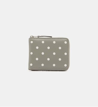 Porte-monnaie SA7100PD pois cuir - Comme des Garçons WALLETS - Gris et blanc