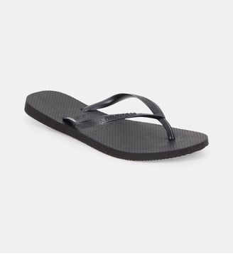 Tongs slim unies brides métallisées - Havaianas - Noir