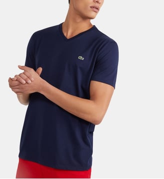 T-shirt droit en coton pima - Lacoste - Bleu marine