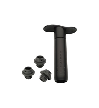 Pompe à vin noir + 3 bouchons - Screwpull - Noir
