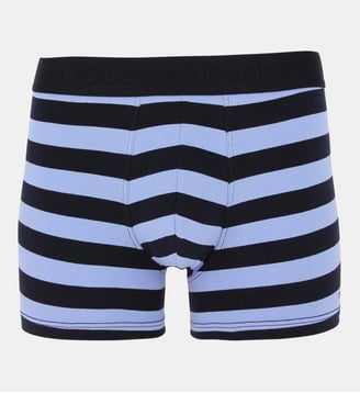 Boxer siglé rayures coton mélangé - Eden Park - Bleu