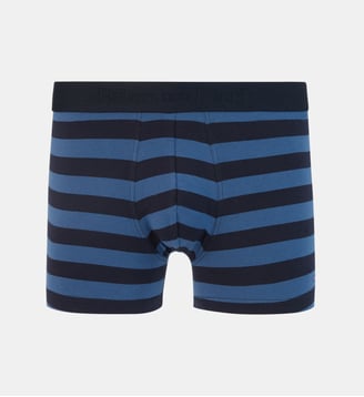 Boxer siglé rayures coton mélangé - Eden Park - Bleu marine
