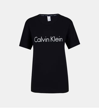 T-shirt de pyjama en coton print logo - Calvin Klein - Noir