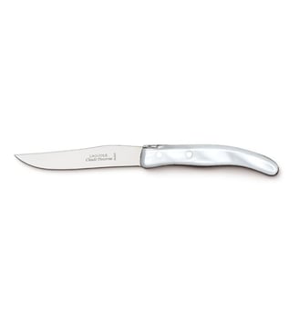 Couteau à steak BERLINGOT acier & manche nacrine blanc - Dozorme - Blanc