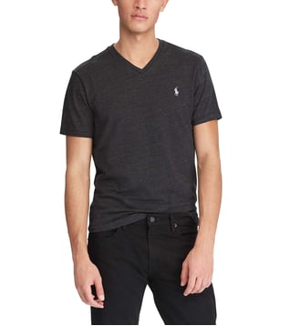 T-shirt ajusté coton col V - Polo Ralph Lauren - Gris foncé