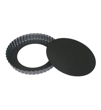 Moule à tarte fond amovible acier revêtu D28 cm - De Buyer - Noir