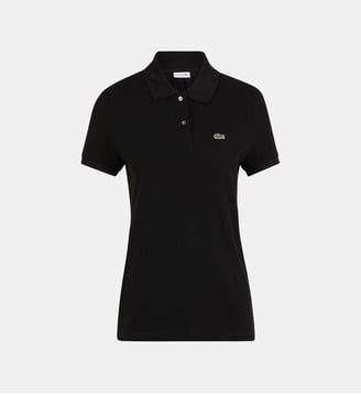 Polo droit manches longues coton piqué logo - Lacoste - Noir