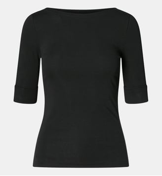 T-shirt cintré Judy manches 3/4 - Lauren Ralph Lauren - Noir