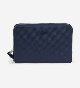 Pochette caméra cuir texturé - Lacoste - Bleu marine
