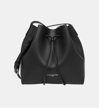 Sac seau lacets coulissants en cuir - Lancaster - Noir