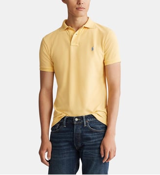 Polo slim coton piqué pony brodé - Polo Ralph Lauren - Jaune pâle