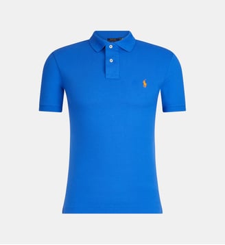 Polo slim coton piqué pony brodé - Polo Ralph Lauren - Bleu électrique