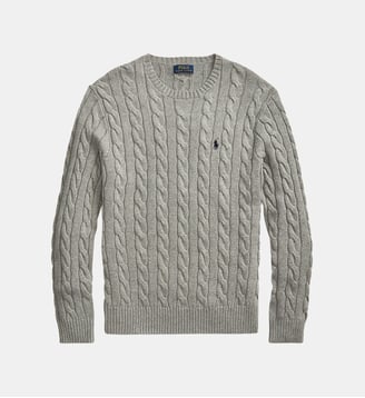 Pull droit maille câble coton - Polo Ralph Lauren - Gris