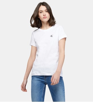 T-shirt slim coton organique monogramme - Calvin Klein - Blanc