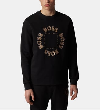 Sweat modèle Salbo Regular Fit siglé - BOSS - Noir