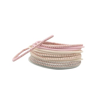 Lot de 14 élastiques fins pastel et lurex - Bachca - Rose pâle