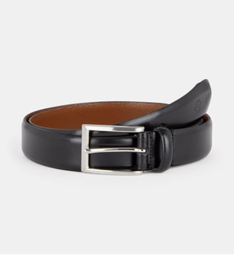 Ceinture fine bombée cuir - Extra Souple - Noir