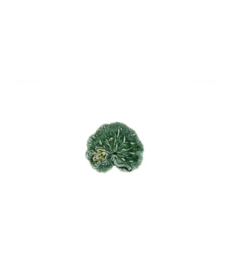 Feuille de géranium avec grenouille vert 13 cm - Bordallo Pinheiro - Jaune et vert