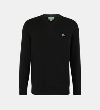 Pull droit maille coton organique - Lacoste - Noir