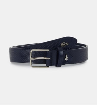 Ceinture fine siglée cuir - Lacoste - Bleu marine