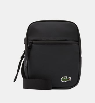 Sacoche reporter crocodile effet piqué - Lacoste - Noir