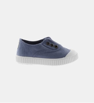 Tennis basses sans lacets coton recyclé - Victoria - Bleu