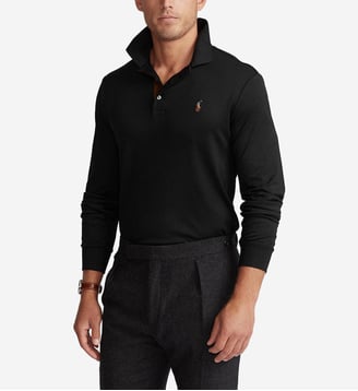 Polo slim manches longues coton pima - Polo Ralph Lauren - Noir