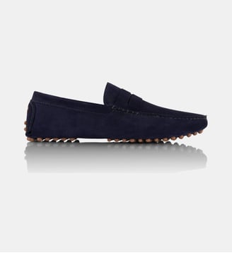 Mocassins Lewis en cuir daim - Bobbies - Bleu marine