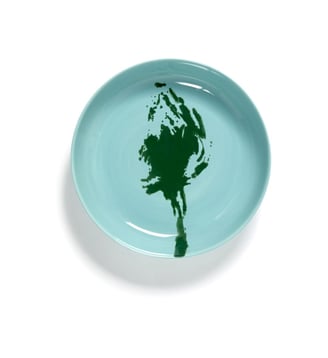 Assiette haute Feast par Ottolenghi Artichaut grès bleu/vert Ø22 cm - Serax - Bleu et vert