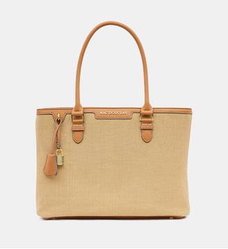 Sac à main cabas Laurene Fantasia toile - Mac Douglas - Beige foncé
