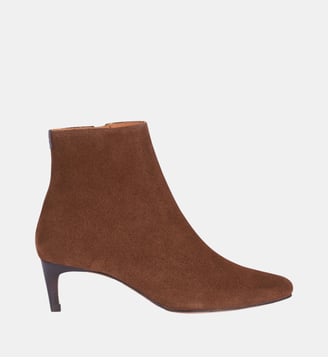 Bottines effet velours en cuir - Anthology Paris - Marron moyen
