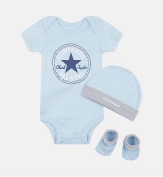Coffret 3 pièces body bonnet et chaussettes signature coton jersey - Converse - Bleu
