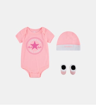 Coffret 3 pièces body bonnet et chaussettes signature coton jersey - Converse - Rose