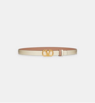 Ceinture réversible Vlogo en cuir - Valentino Garavani - Blanc et beige
