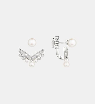 Boucle d'oreille en or blanc perle et diamants - Chaumet - Argent