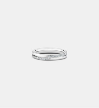 Alliance semi-pavée en or blanc et diamants - De Beers London - Argent