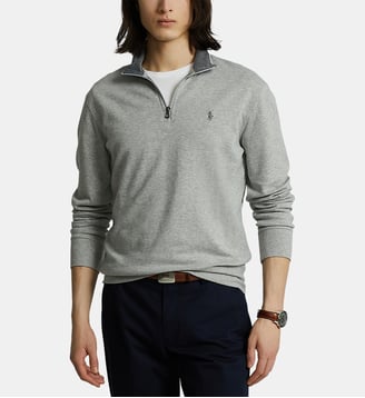 Pull droit col camionneur coton mélangé - Polo Ralph Lauren - Gris