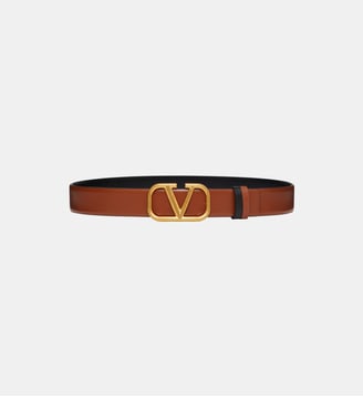 Ceinture réversible Vlogo en cuir - Valentino Garavani - Marron et noir