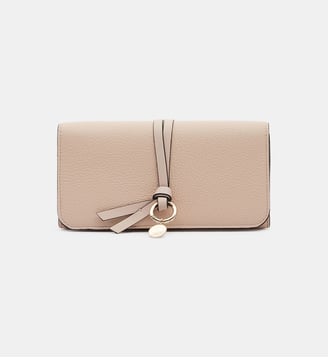 Portefeuille long Alphabet cuir - Chloé - Rose pâle