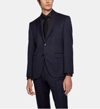 Veste droite en sergé de laine vierge modèle H-Jeckson - BOSS - Bleu foncé