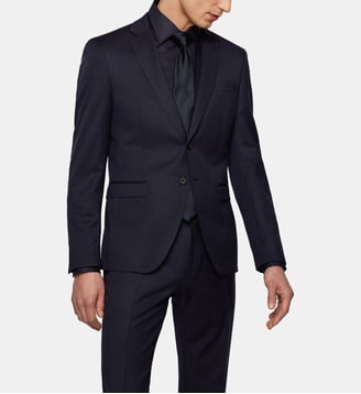 Veste droite modèle H-Reymond-B1 en laine vierge - BOSS - Bleu foncé