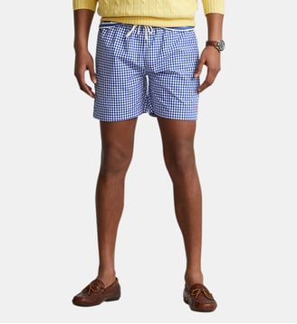 Short de bain Traveler classique carreaux PP - Polo Ralph Lauren - Bleu et blanc