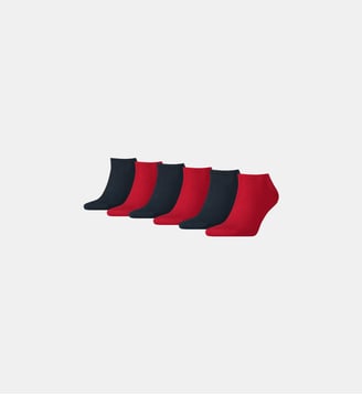 Lot de 6 paires de socquettes unies - Tommy Hilfiger - Bleu et rouge