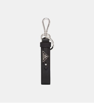 Porte-clés en cuir Saffiano personnalisé - Prada - Noir
