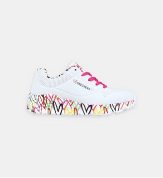 Baskets basses Uno Lite Lovely Luv x JGoldcrown - Skechers - Blanc et rose